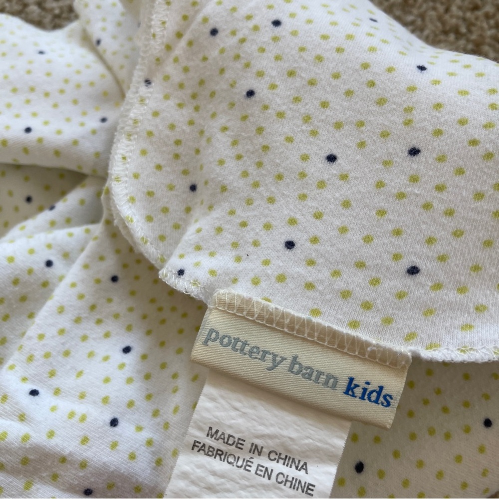 Pottery barn Kids Receiving Blanket Organic Cotton Baby Polka Dots White 36x36in